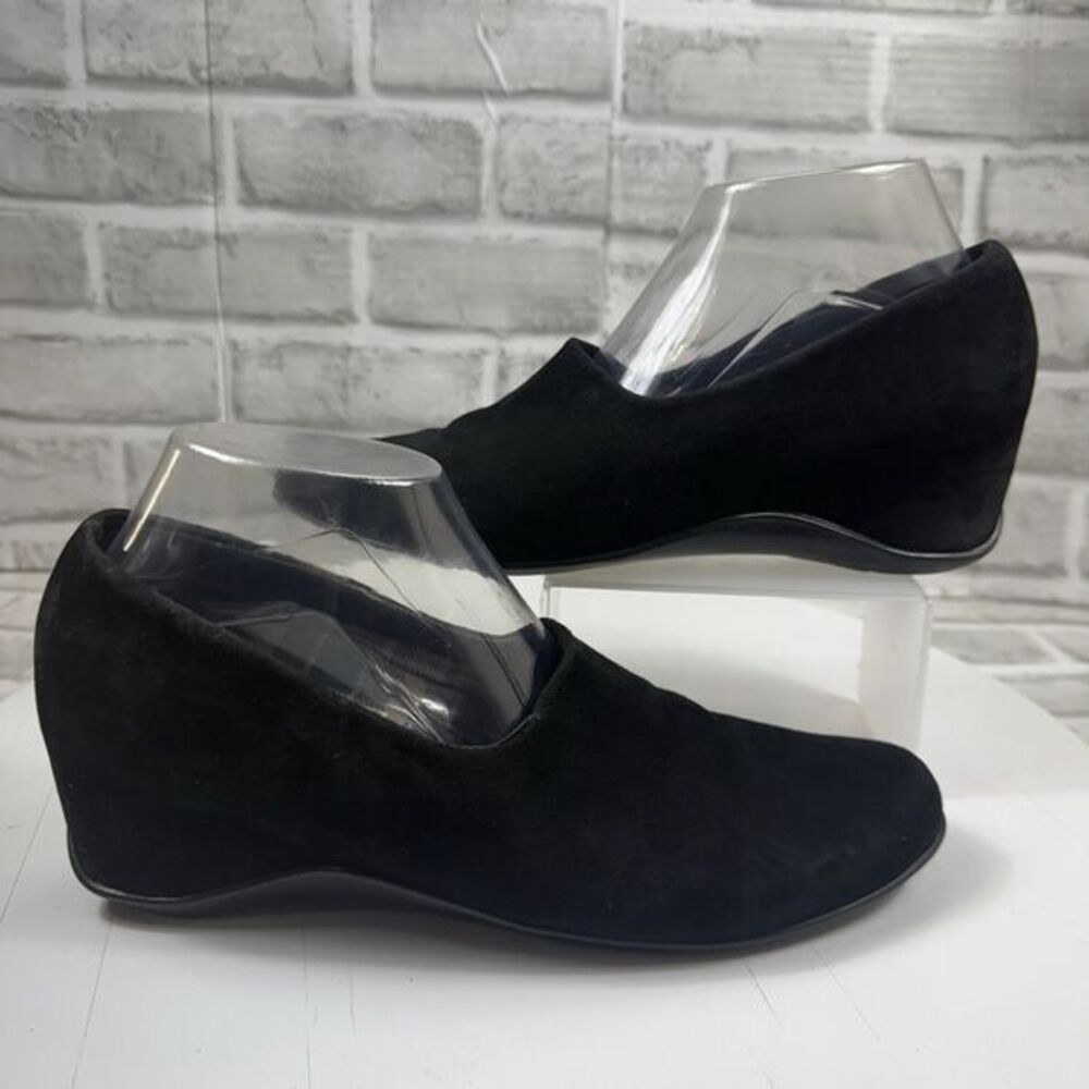 Aquatalia by Marvin K Violeta Stretch Women's Size 9.5 Black Suede Wedge Loafer